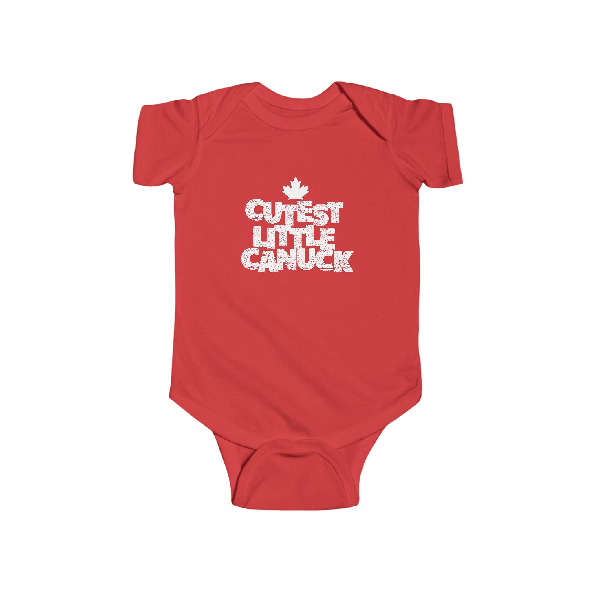 'Cutest Little Canuck' baby onesie in white