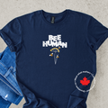 'BEE HUMAN' bee and flower t-shirt in navy blue