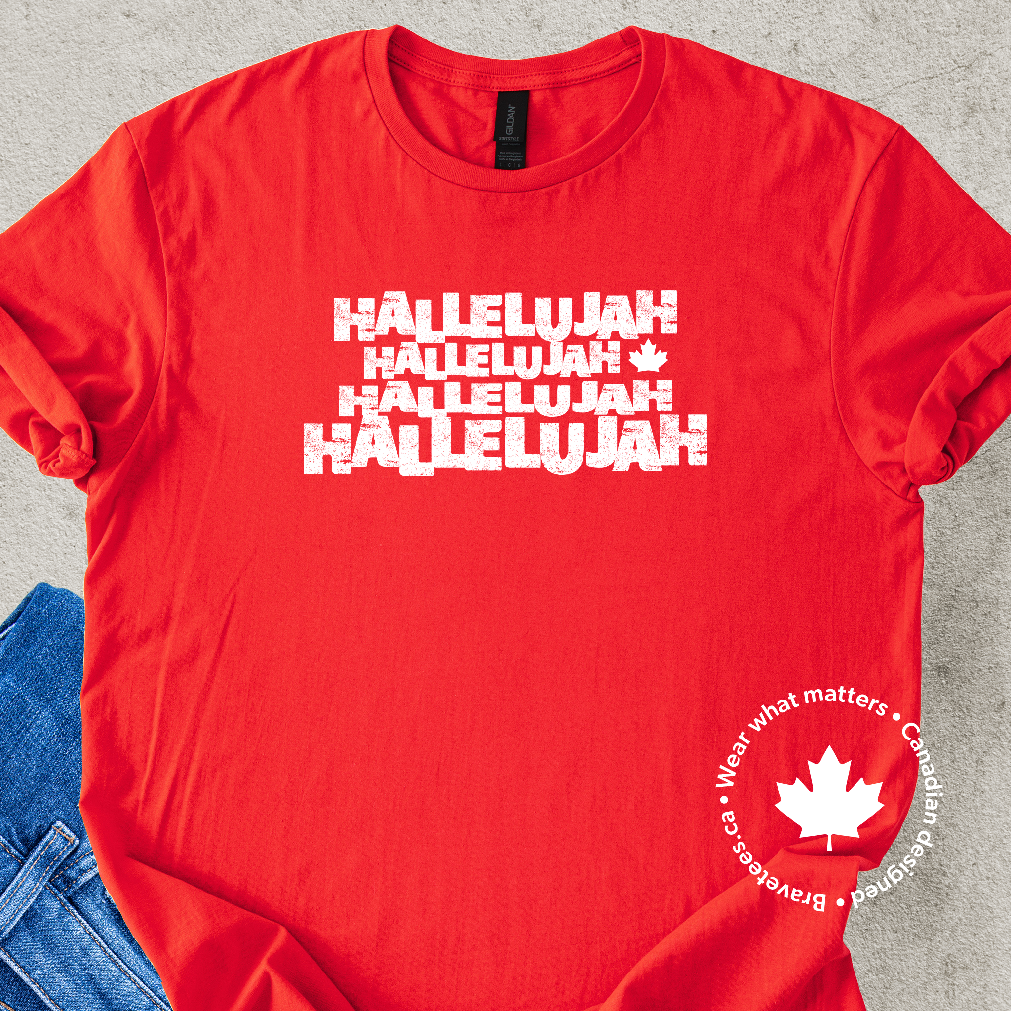 Hallelujah Canadian unisex t-shirt in red