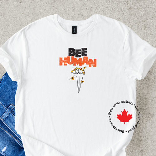 'BEE HUMAN' bee and flower t-shirt in white