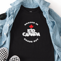 Snacks in–chaos out toddler t-shirt with 'Kid Canada' in black